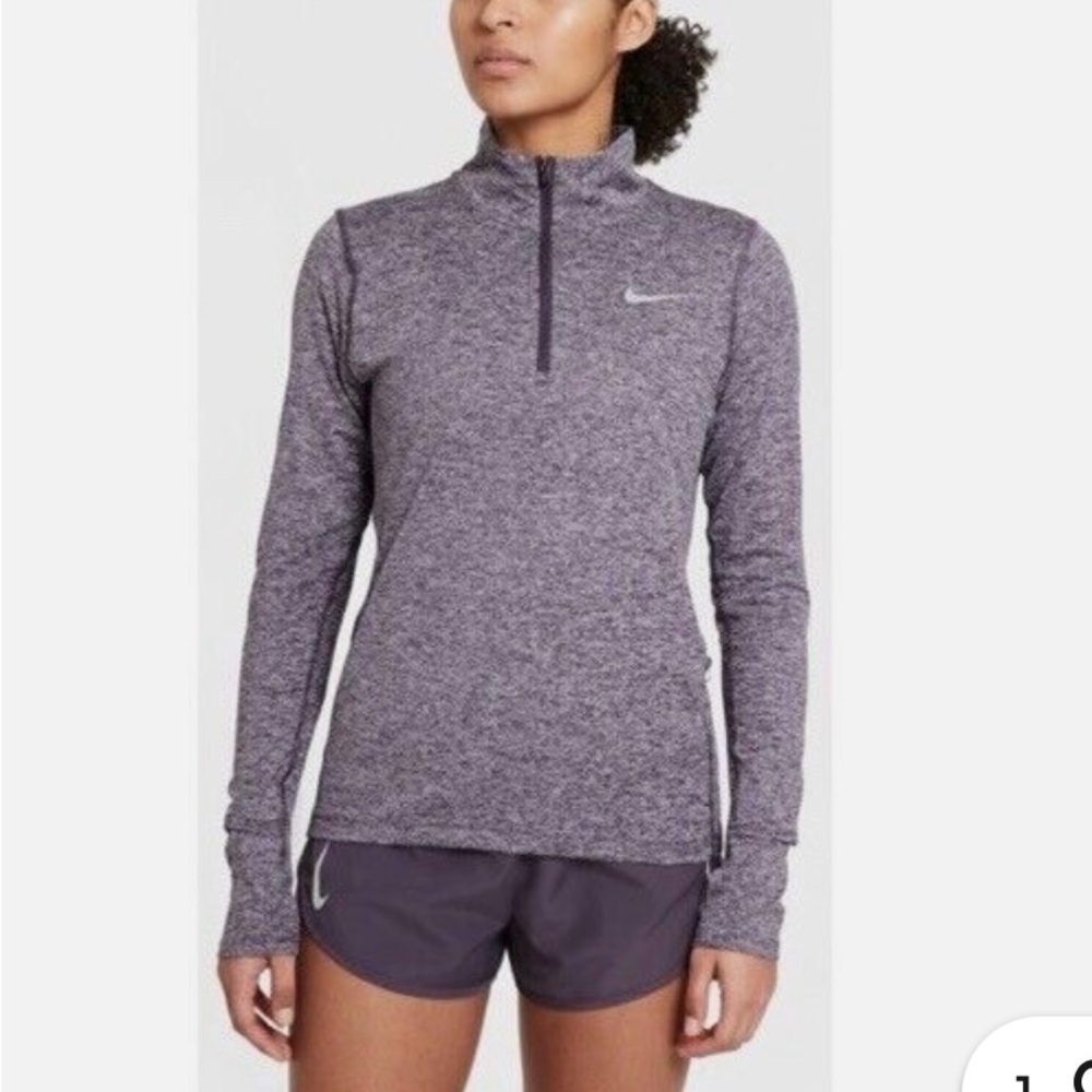 Nike Women's Heathered Purple Quarter-Zip Pullover Lightweight Running Large
